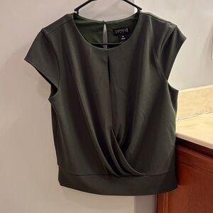 Enfocus Studio Olive Green Draped Blouse